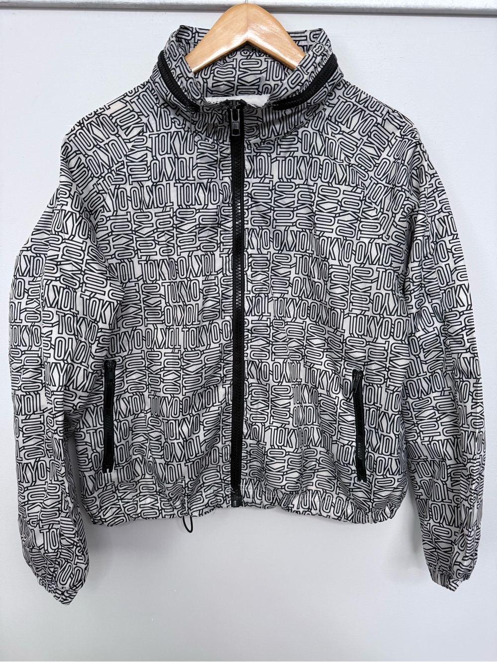 Forever 21 Black & White 'TOKYO' Patterned Rain Jacket